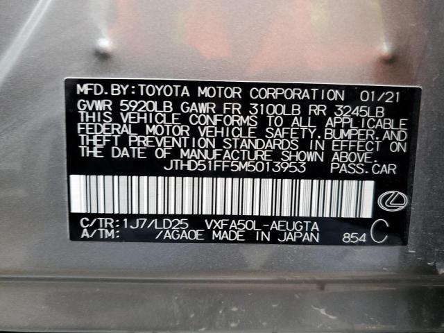 JTHD51FF5M5013953 - 2021 LEXUS LS 500 BAS GRAY photo 12