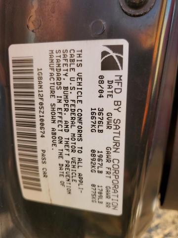 1G8AN12F05Z100674 - 2005 SATURN ION LEVEL Qırmızı foto 12