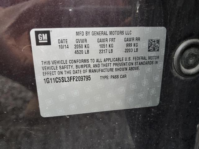 1G11C5SL3FF209795 - 2015 CHEVROLET MALIBU 1LT CHARCOAL photo 12