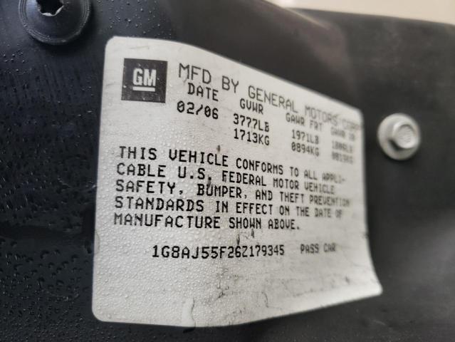 1G8AJ55F26Z179345 - 2006 SATURN ION LEVEL TEAL photo 10