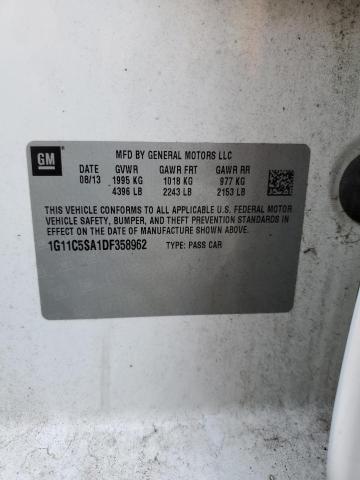 1G11C5SA1DF358962 - 2013 CHEVROLET MALIBU 1LT Ақ фото 13