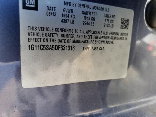 1G11C5SA5DF321316 - 2013 CHEVROLET MALIBU 1LT ლურჯი ფოტო 10