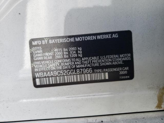 WBA4A9C52GGL87966 - 2016 BMW 428 I GRAN WHITE photo 12