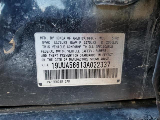 19UUA56613A022337 - 2003 ACURA 3.2TL BLACK photo 12