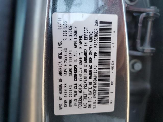 1HGCP3F85BA019343 - 2011 HONDA ACCORD EXL GRAY photo 13