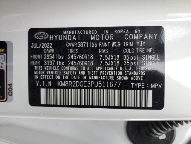 KM8R2DGE3PU511677 - 2023 HYUNDAI PALISADE S WHITE photo 14