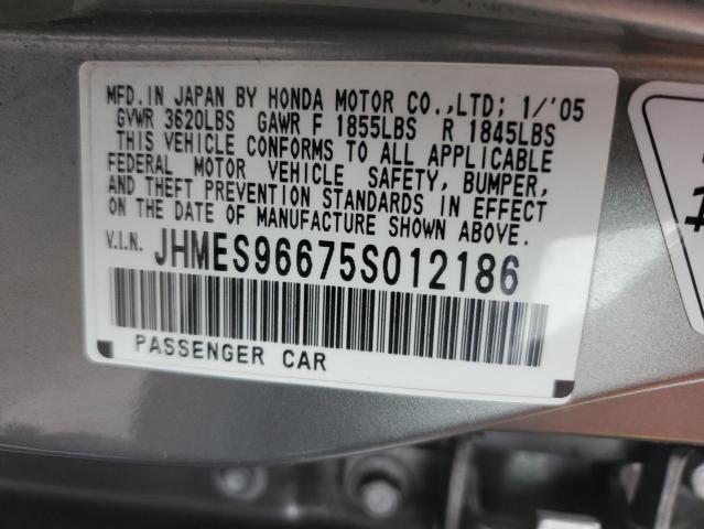 JHMES96675S012186 - 2005 HONDA CIVIC HYBR GRAY photo 13