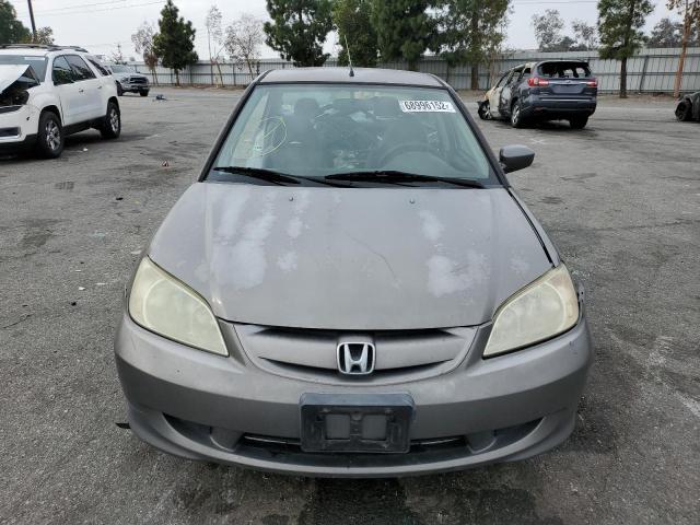 JHMES96675S012186 - 2005 HONDA CIVIC HYBR GRAY photo 5