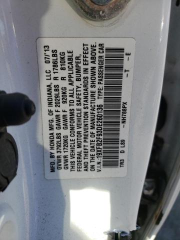 19XFB2F93DE260136 - 2013 HONDA CIVIC EXL Biały zdjęcie 13