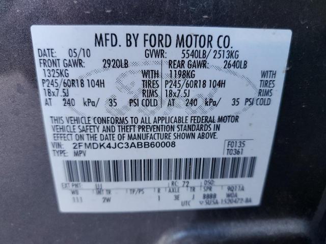 2FMDK4JC3ABB60008 - 2010 FORD EDGE SEL GRAY photo 13