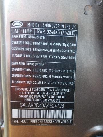 SALAK2D40AA524728 - 2010 LAND ROVER LR4 HSE LU BROWN photo 13