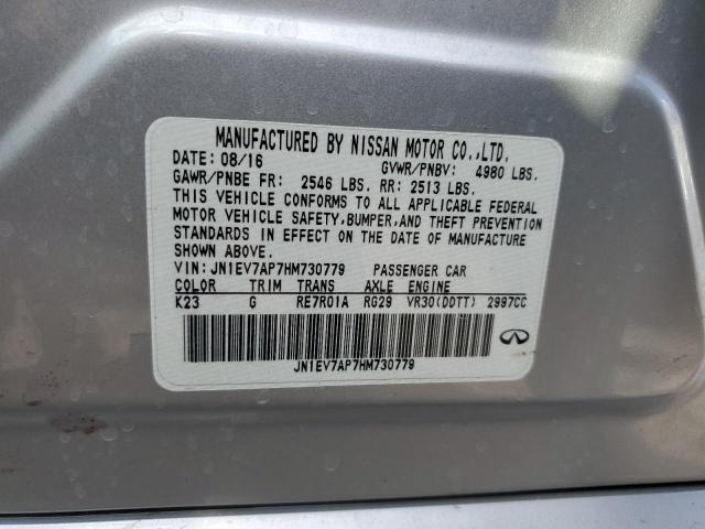 JN1EV7AP7HM730779 - 2017 INFINITI Q50 PREMIU SILVER photo 13