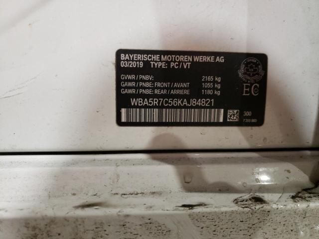 WBA5R7C56KAJ84821 - 2019 BMW 330XI WHITE photo 12