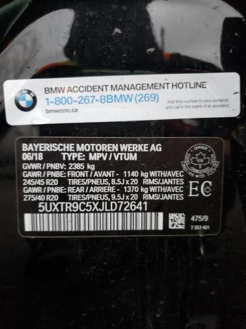 5UXTR9C5XJLD72641 - 2018 BMW X3 XDRIVE3 BLACK photo 14