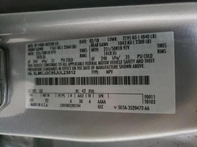 5LMCJ2C95JUL23012 - 2018 LINCOLN MKC SELECT SILVER photo 10