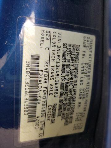 3N1BC13E18L363583 - 2008 NISSAN VERSA BLUE photo 12