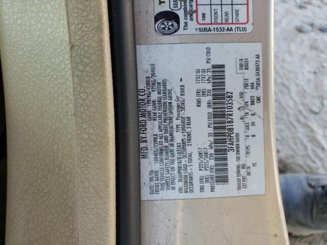 3FAHP08187R103582 - 2007 FORD FUSION SEL GOLD photo 12