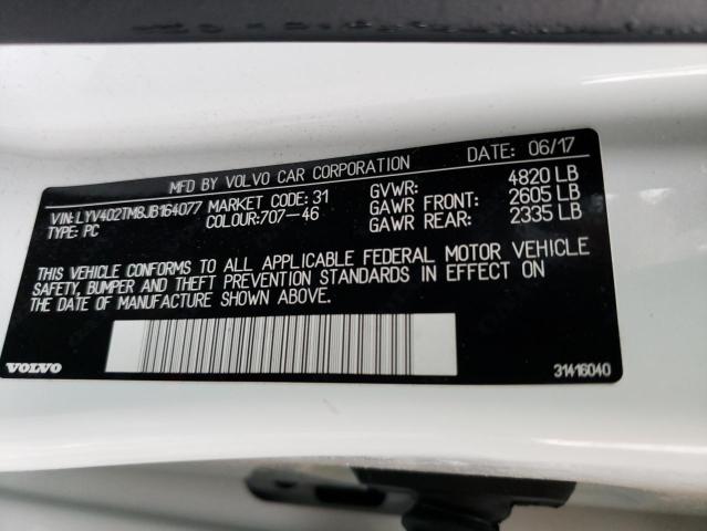 LYV402TM8JB164077 - 2018 VOLVO S60 PLATIN WHITE photo 12