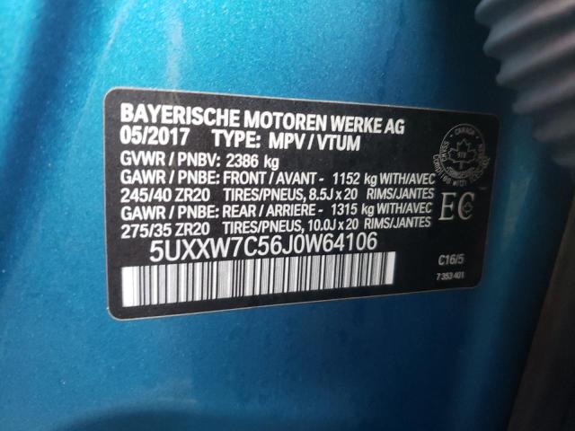 5UXXW7C56J0W64106 - 2018 BMW X4 XDRIVEM BLUE photo 12