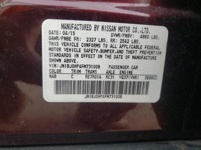 JN1BJ0HP4FM731008 - 2015 INFINITI QX50 MAROON photo 13