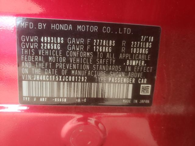 JH4KC1F5XJC001292 - 2018 ACURA RLX TECH RED photo 13