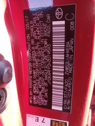 JTDKARFP2H3019593 - 2017 TOYOTA PRIUS PRIM RED photo 12