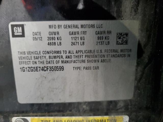 1G1ZG5E74CF350599 - 2012 CHEVROLET MALIBU LTZ შავი ფოტო 12