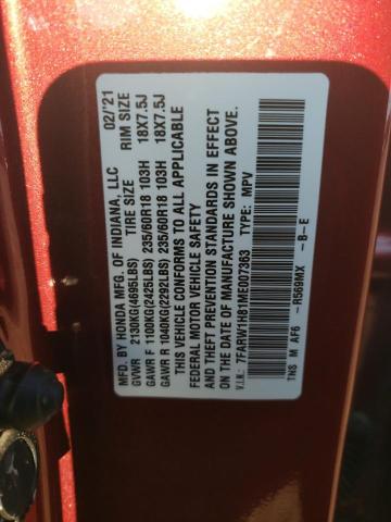 7FARW1H81ME007363 - 2021 HONDA CR-V EXL RED photo 12