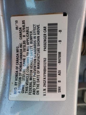 2HGFA1F99BH512763 - 2011 HONDA CIVIC EXL Boz foto 13