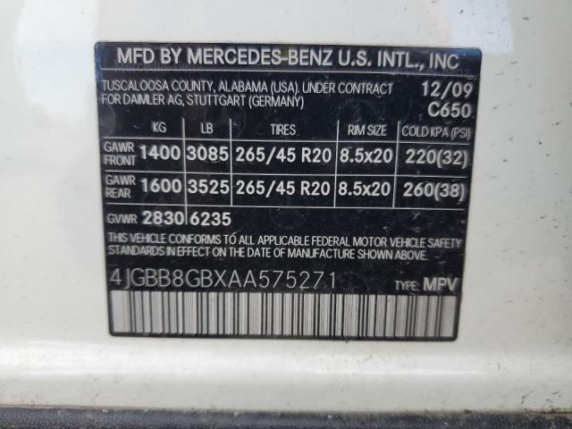 4JGBB8GBXAA575271 - 2010 MERCEDES-BENZ ML 350 4MA WHITE photo 14