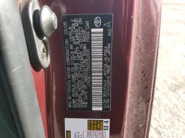 JTKDE177550052929 - 2005 TOYOTA SCION TC BURGUNDY photo 12