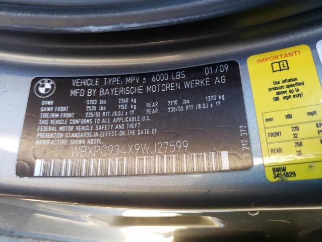 WBXPC934X9WJ27599 - 2009 BMW X3 XDRIVE3 GRAY photo 13