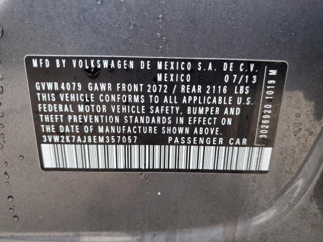 3VW2K7AJ8EM357057 - 2014 VOLKSWAGEN JETTA BASE GRAY photo 12