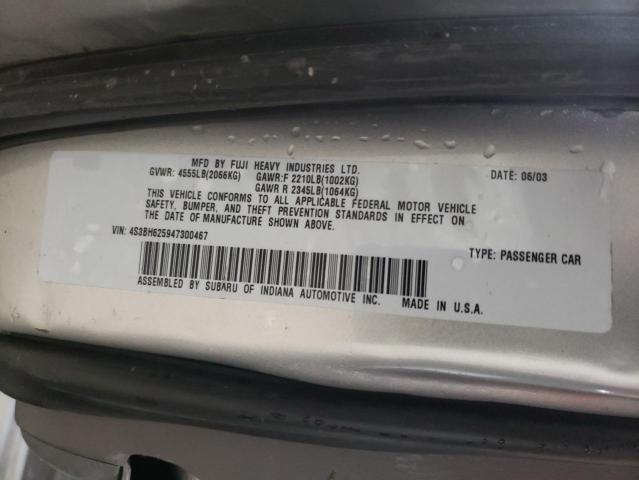 4S3BH625947300467 - 2004 SUBARU LEGACY SILVER photo 13