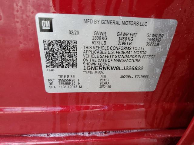 1GNERNKW8LJ226822 - 2020 CHEVROLET TRAVERSE H RED photo 14