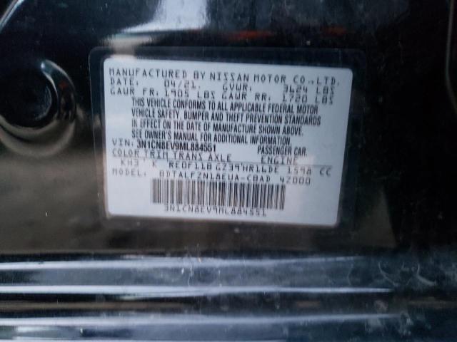 3N1CN8EV9ML884551 - 2021 NISSAN VERSA SV BLACK photo 12