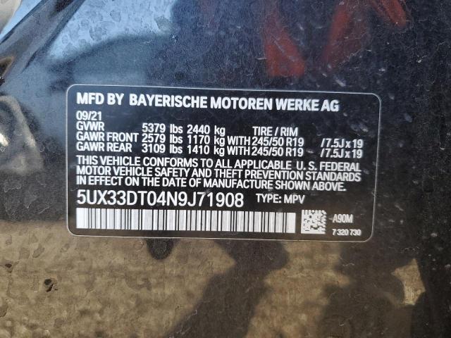 5UX33DT04N9J71908 - 2022 BMW X4 XDRIVE3 BLACK photo 13
