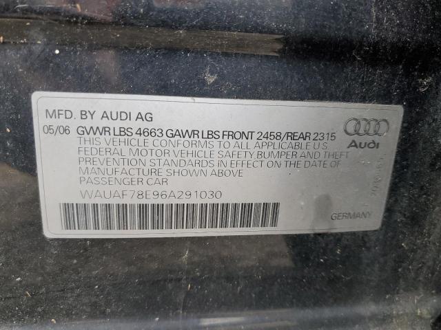 WAUAF78E96A291030 - 2006 AUDI A4 2 TURBO BLACK photo 12