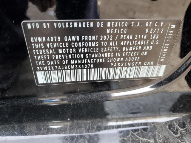 3VW2K7AJ8CM384370 - 2012 VOLKSWAGEN JETTA BASE 黑色 照片 12