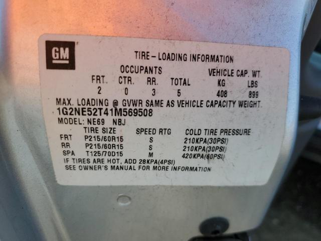 1G2NE52T41M569508 - 2001 PONTIAC GRAND AM S SILVER photo 12