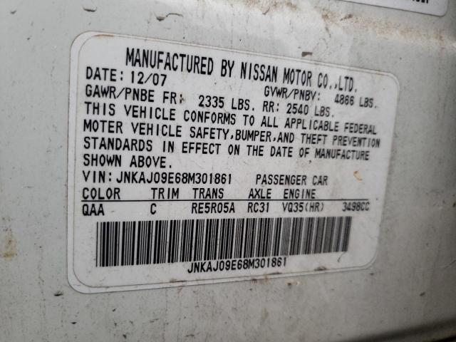 JNKAJ09E68M301861 - 2008 INFINITI EX35 BASE WHITE photo 13