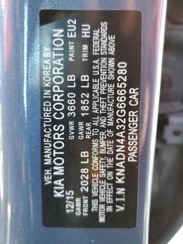 KNADN4A32G6665280 - 2016 KIA RIO EX BLUE photo 12