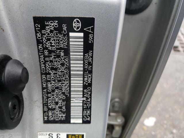 JTDZN3EUXC3172061 - 2012 TOYOTA PRIUS V SILVER photo 12