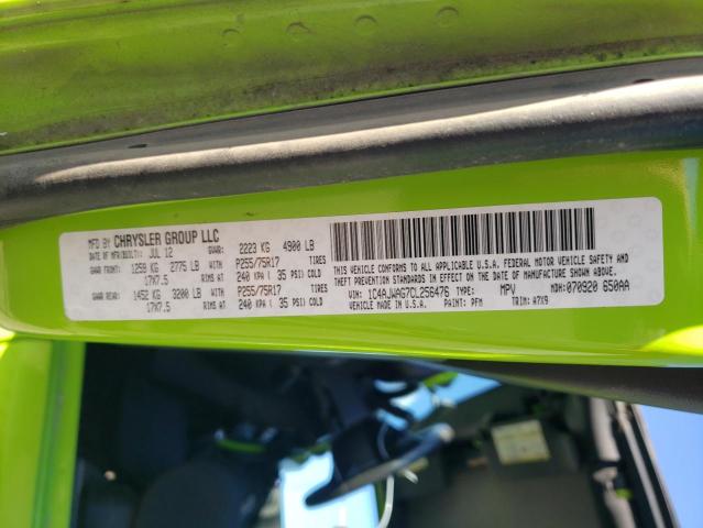 1C4AJWAG7CL256476 - 2012 JEEP WRANGLER S GREEN photo 12