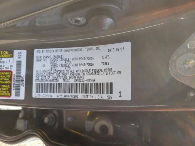 5TFAZ5CN9KX085350 - 2019 TOYOTA TACOMA DOU 石墨色 照片 12