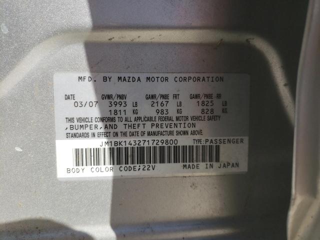 JM1BK143271729800 - 2007 MAZDA 3 HATCHBAC SILVER photo 13