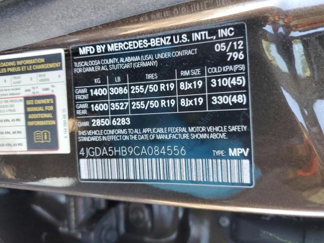 4JGDA5HB9CA084556 - 2012 MERCEDES-BENZ ML 350 4MA BROWN photo 13