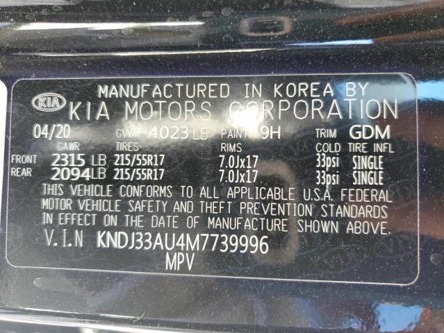 KNDJ33AU4M7739996 - 2021 KIA SOUL EX BLACK photo 12