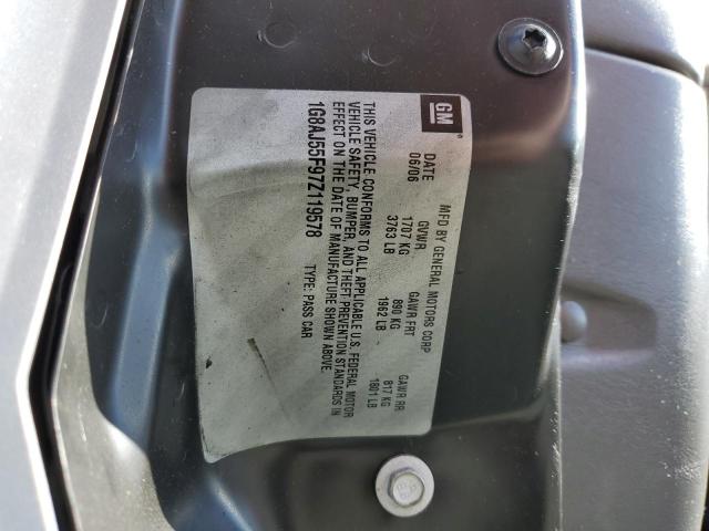 1G8AJ55F97Z119578 - 2007 SATURN ION LEVEL SILVER photo 12