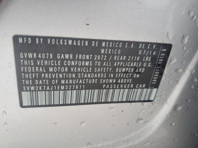 3VW2K7AJ1EM327611 - 2014 VOLKSWAGEN JETTA BASE 银色 照片 12